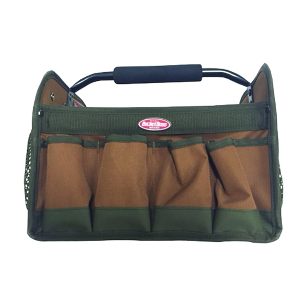 Bucket Boss 70012 Tote Bag, 12 in W, 10 in D, 11 in H, 8-Pocket, Rip-Stop Fabric, Brown
