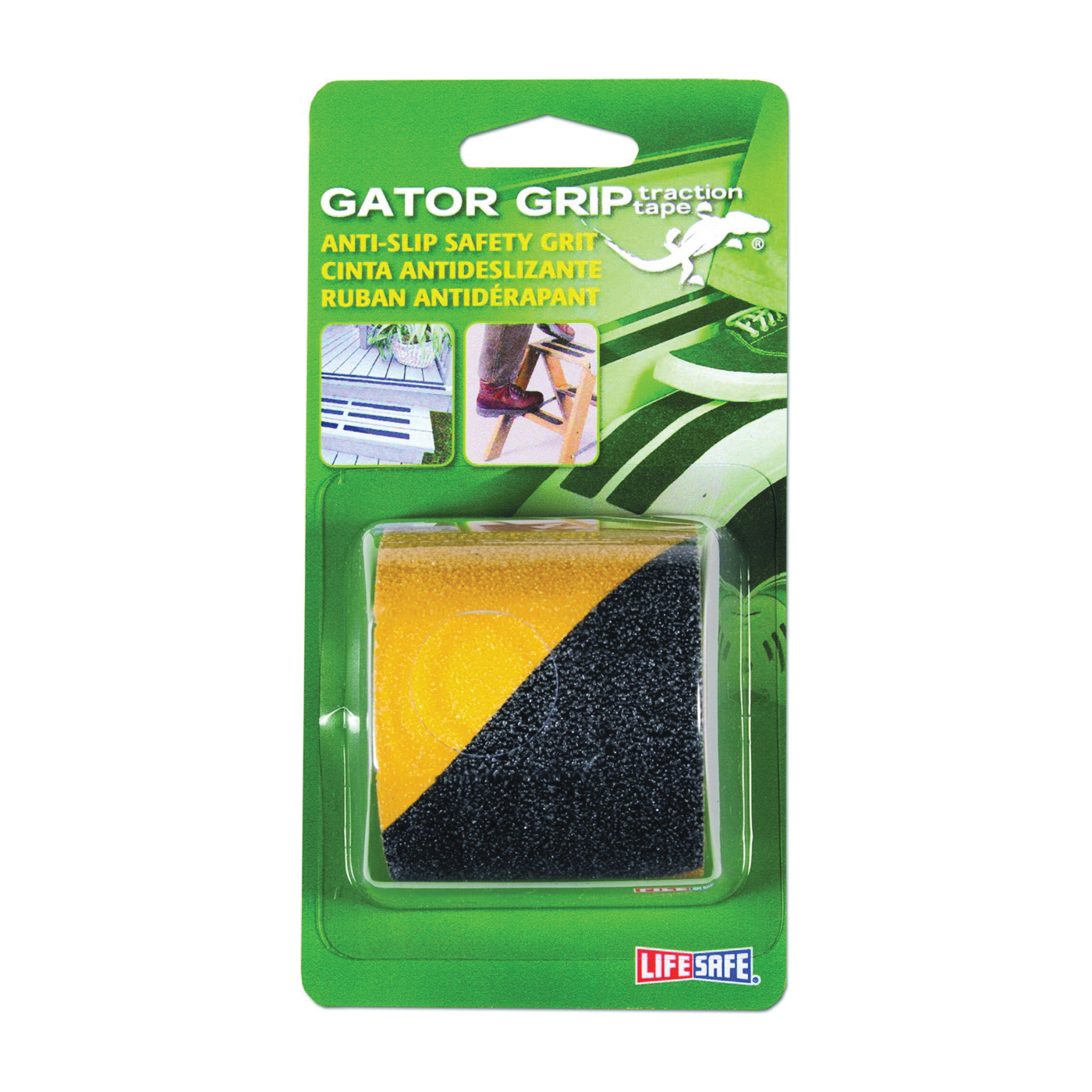 Gator Grip RE175 Safety Grit Tape, 5 ft L, 2 in W, PVC Backing, Black/Yellow