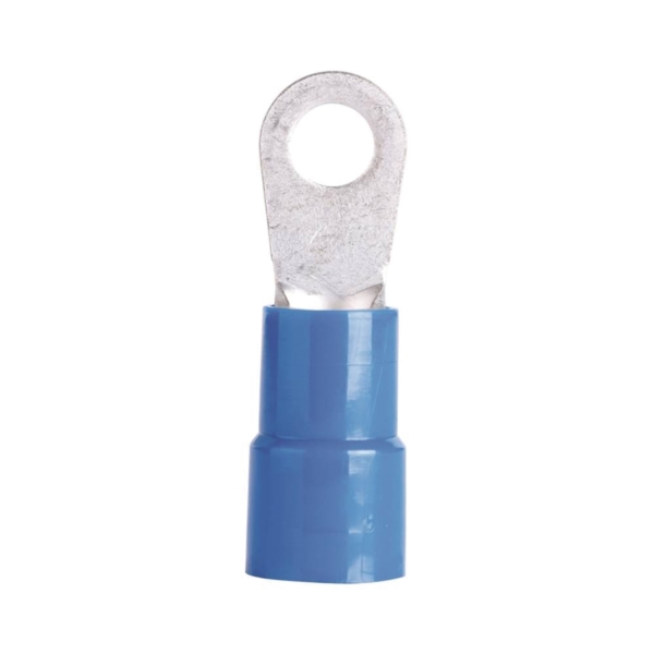 14-095 Ring Terminal, 600 V, 6 AWG Wire, 1/4 in Stud, Vinyl Insulation, Blue