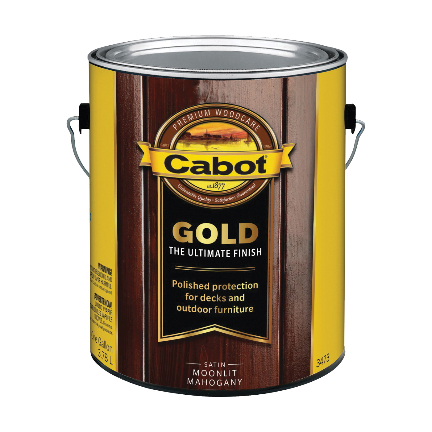 Cabot 140.0003473.007 Wood Conditioning Stain, Gold Satin, Liquid, Moonlit Mahogany, 1 gal, Can - 1
