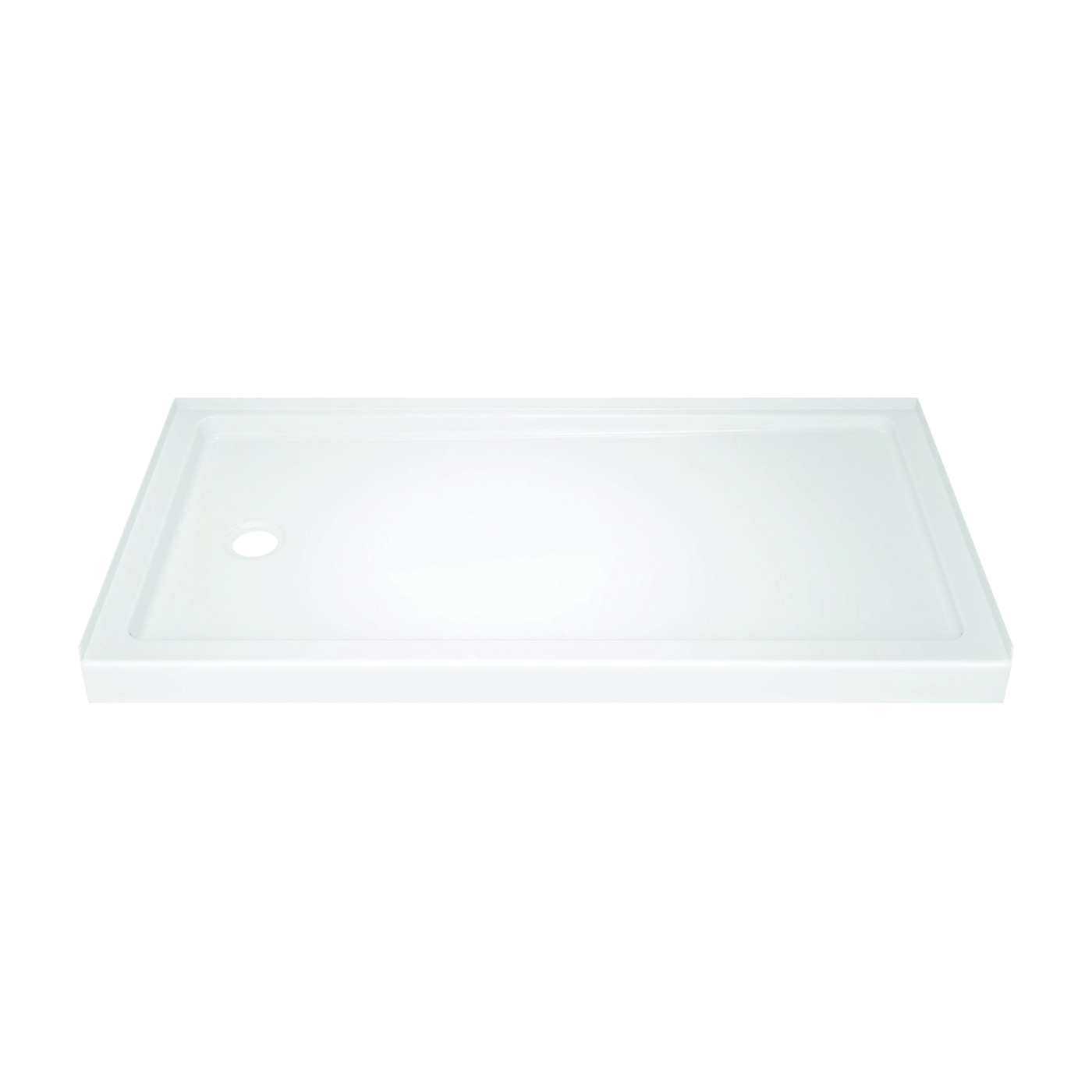 40094L Shower Base, 59.88 in L, 30-3/4 in W, 3-1/2 in H, Acrylic, White, Stud Installation