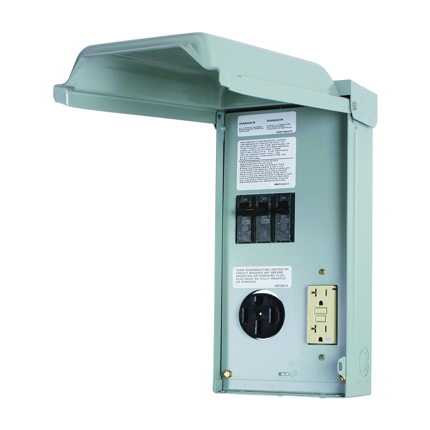 GE1LU502SS RV Outlet Box, 70 A, 120, 240 V, Surface