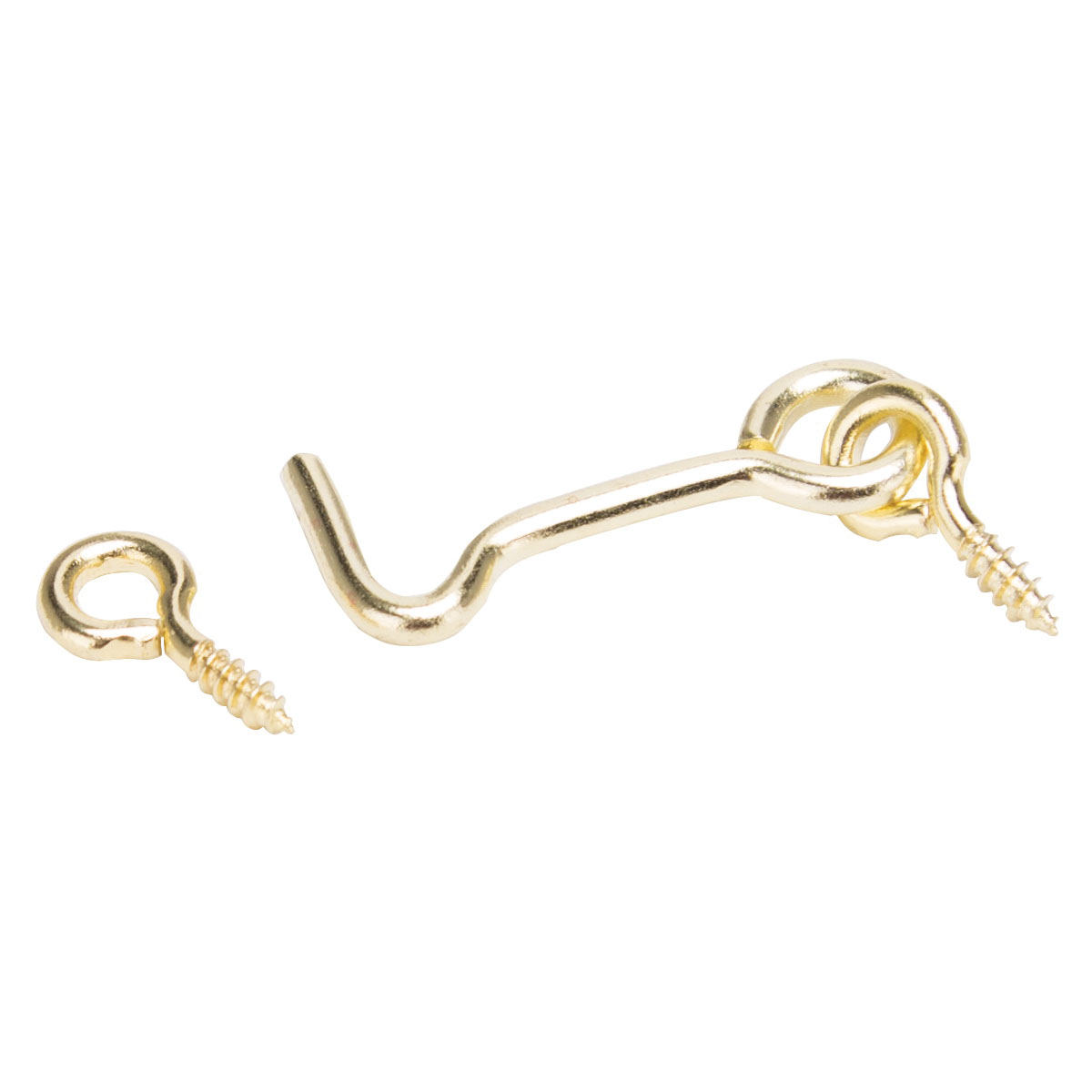 Gate Hook and Eye, 1/8 in Dia Wire, 1-1/2 in L, Solid Brass