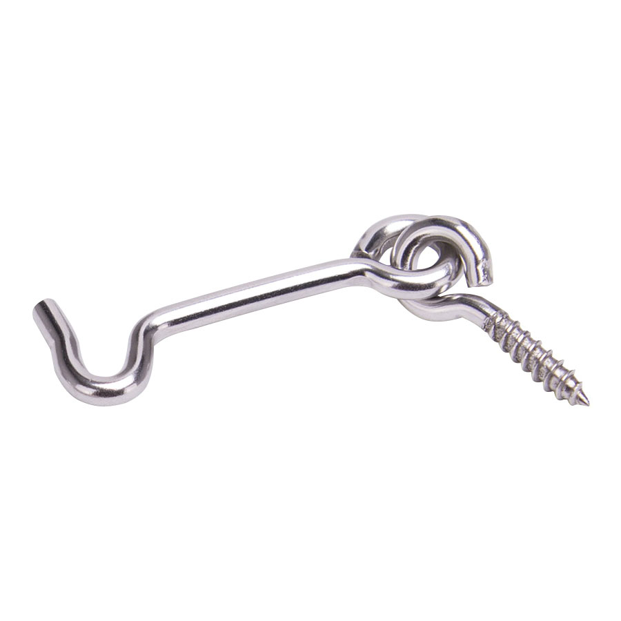 Gate Hook and Eye, 1/8 in Dia Wire, 2 in L, Stainless Steel