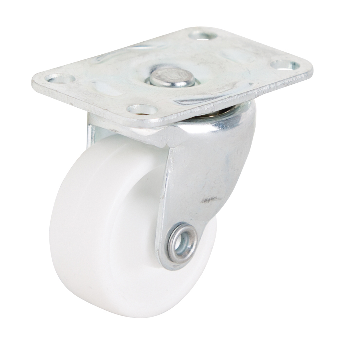 JC-B03-PS Swivel Caster, 1-1/4 in Dia Wheel, 16 mm W Wheel, Plastic Wheel, White, 40 lb