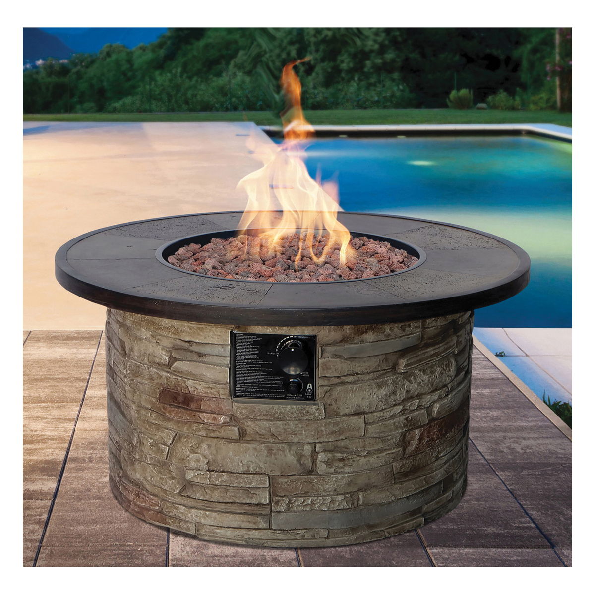 50167 Monterey Fire Patio Table, 31.90 in OAW, 31.90 in OAD, 17.70 in OAH, Impulse Ignition