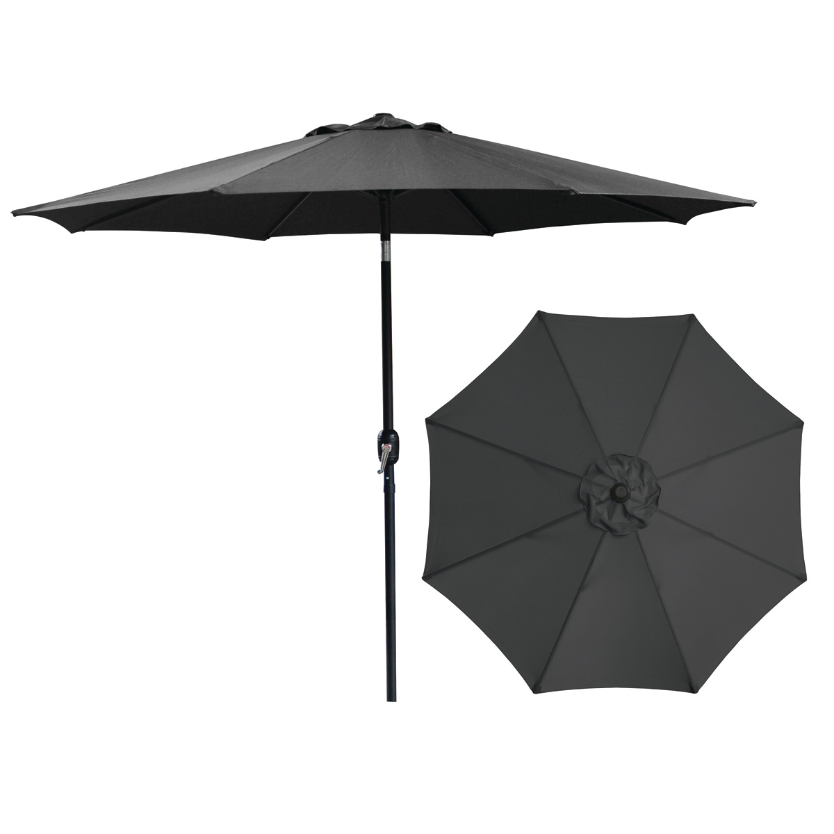 62104 Crank Umbrella, 92.9 in H, 107.9 in W Canopy, 107.9 in L Canopy, Round Canopy, Steel Frame