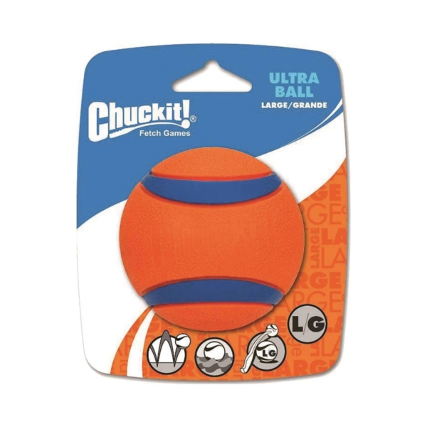 Chuckit! 17030 Dog Toy, L, Rubber, Blue/Orange - 1