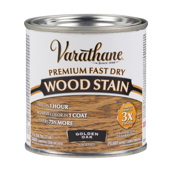 Varathane 262021 Wood Stain, Golden Oak, Liquid, 0.5 pt, Can - 1