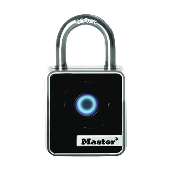 4400D Wide Bluetooth Padlock, 9/32 in Dia Shackle, 7/8 in H Shackle, Boron Alloy Steel Shackle, Metal Body