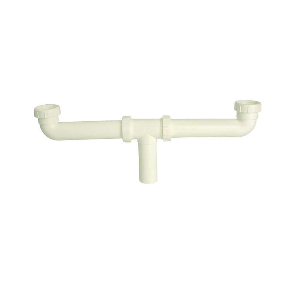 50974 Center Outlet Waste Drain Pipe, 1-1/2 in, Slip & Direct, Plastic, White