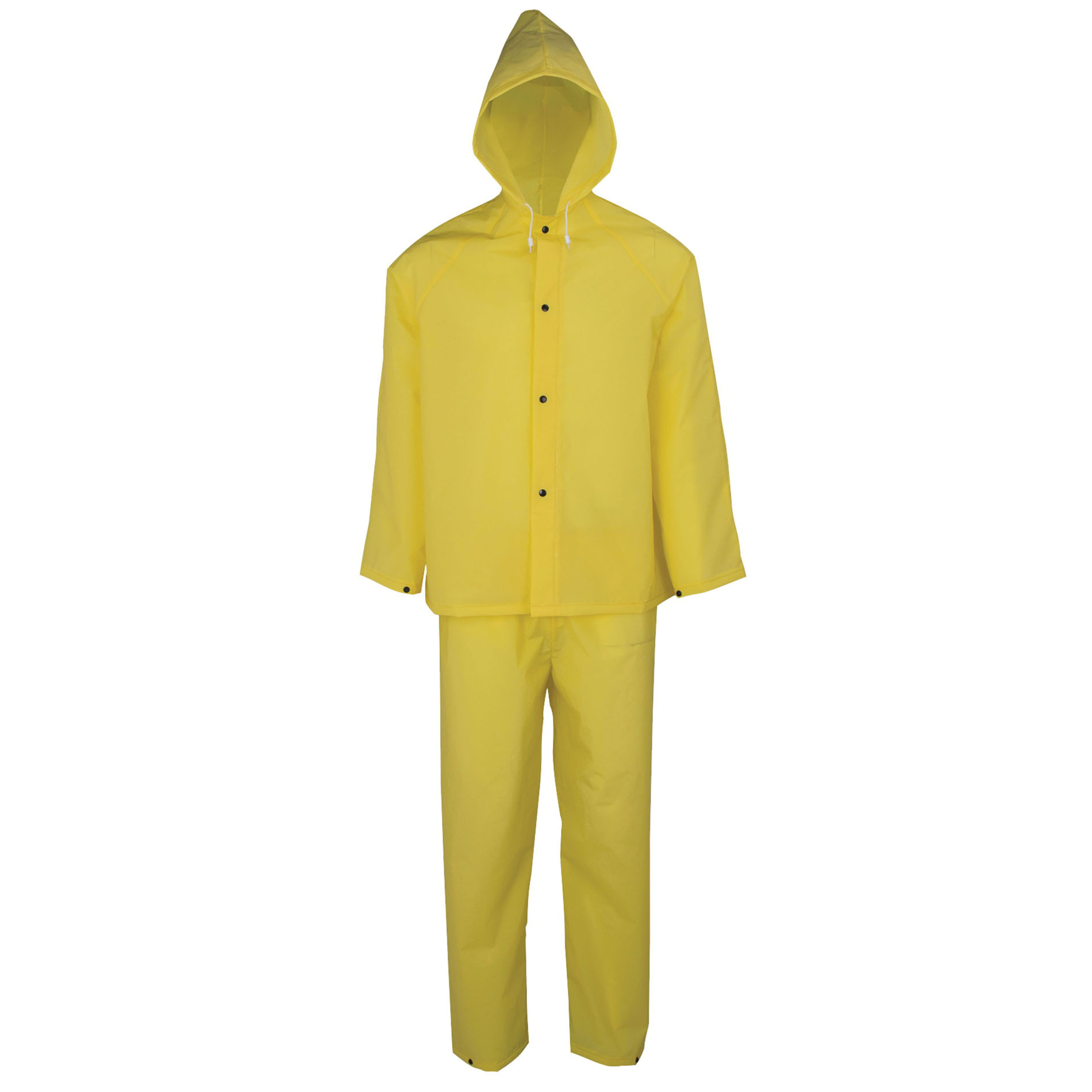 RS2-01-XXL Rain Suit, 2XL, 44 in Inseam, EVA, Yellow, Hooded Collar, Snap Down Storm Flap Closure