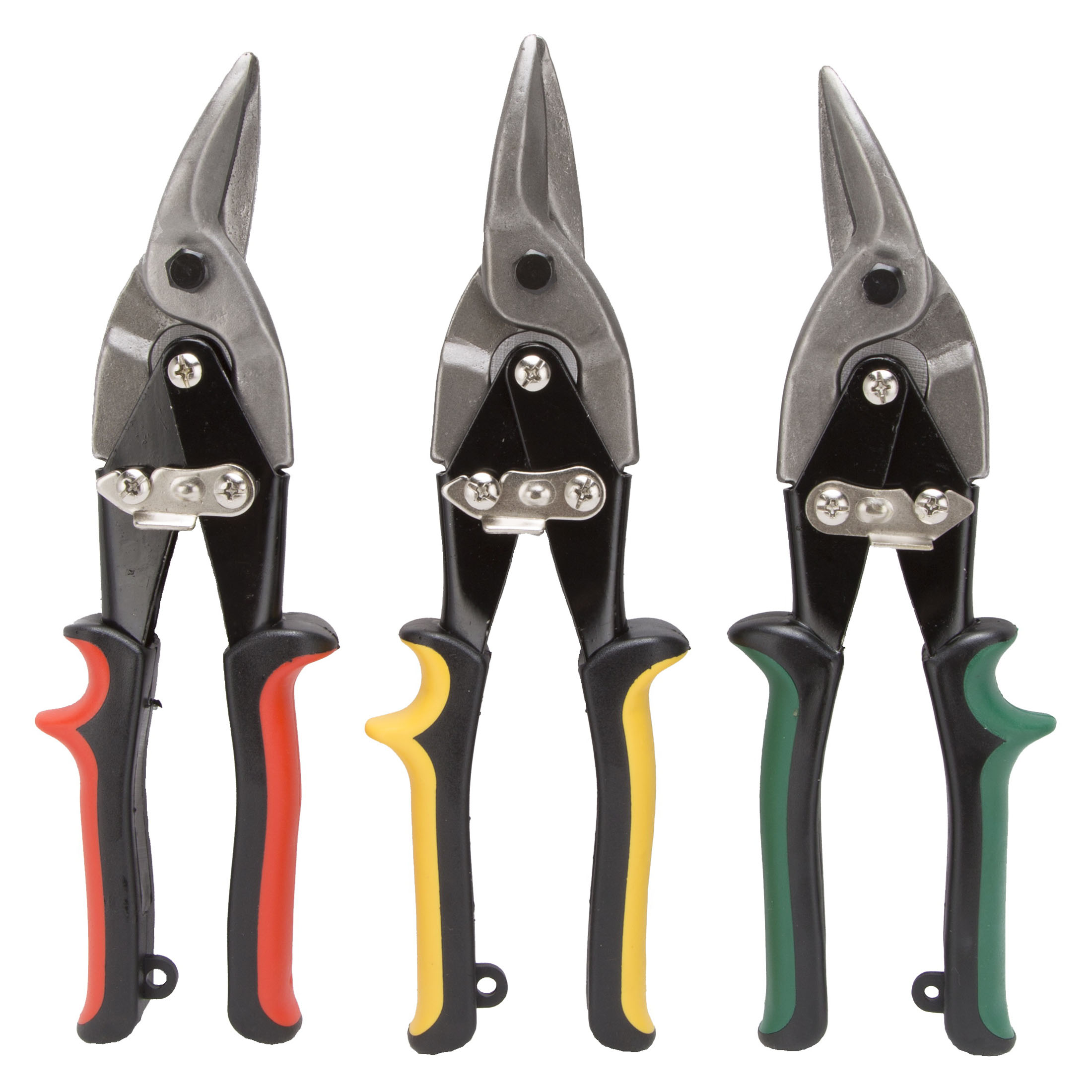 NTS03 Aviation Snips Set, 10-1/8 in OAL, Left/Right/Straight Cut, Carbon Steel Blade, Cushion Grip Handle