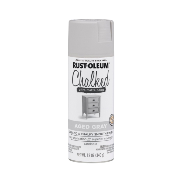 RUST-OLEUM 302592 Chalk Spray Paint, Ultra Matte, Aged Gray, 12 oz, Can - 1