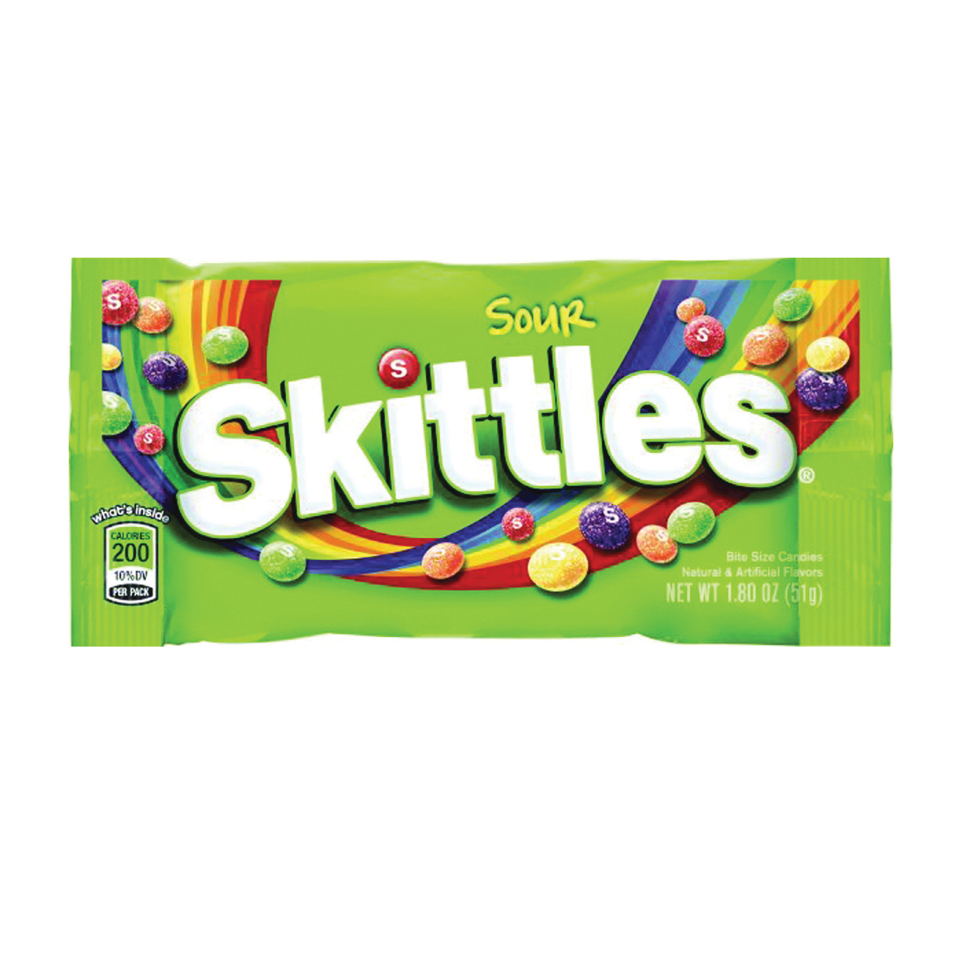 Skittles SSKIT24 Candy, Assorted Fruits, Sour Flavor, 1.8 oz Bag - 1