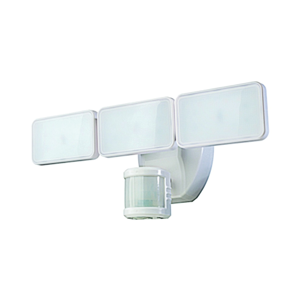 HZ-5872-WH Motion Activated Security Light, 120 V, 3-Lamp, LED Lamp, 2500 Lumens