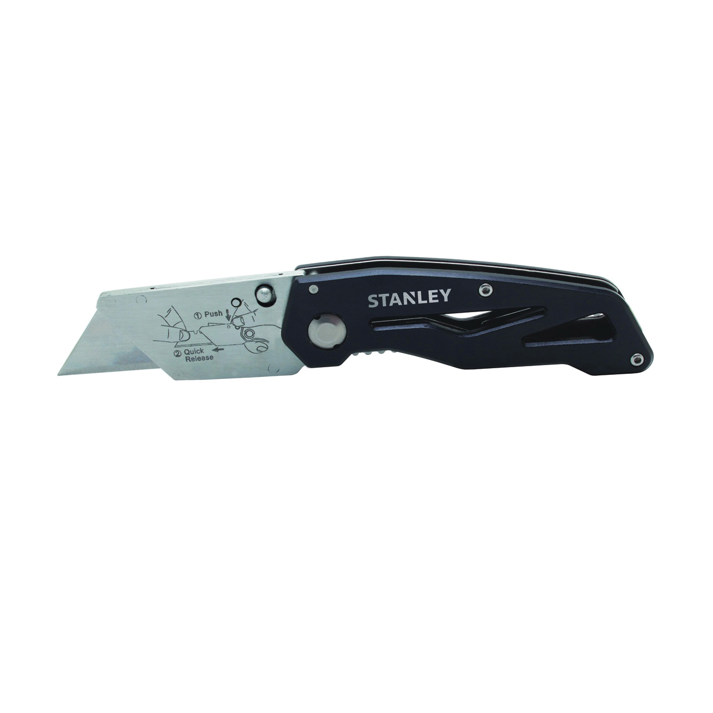 10-855 Utility Knife, 2-7/16 in L Blade, Aluminum Blade, Black/Gray Handle
