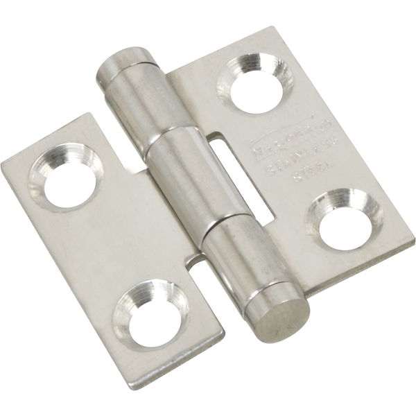 N276-949 Door Hinge, 1 in H Frame Leaf, Stainless Steel, Removable Pin, 5 lb