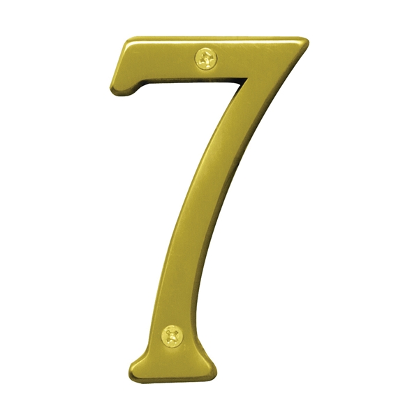 Prestige Series BR-43BB/7 House Number, Character: 7, 4 in H Character, Brass Character, Solid Brass