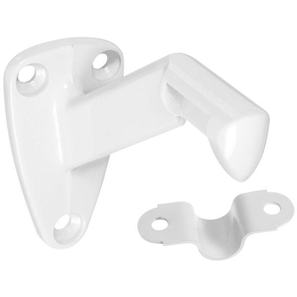 N327-627 Handrail Bracket with Strap, 250 lb, Die-Cast Zinc, White