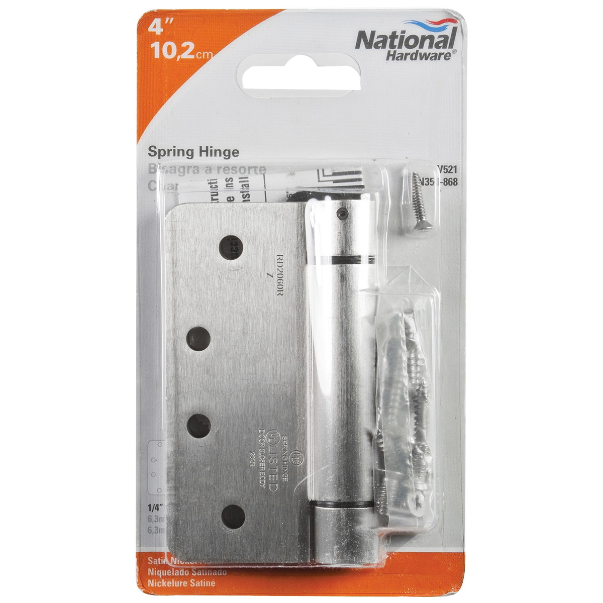 N350-868 Spring Hinge, Steel, Satin Nickel, 37 lb