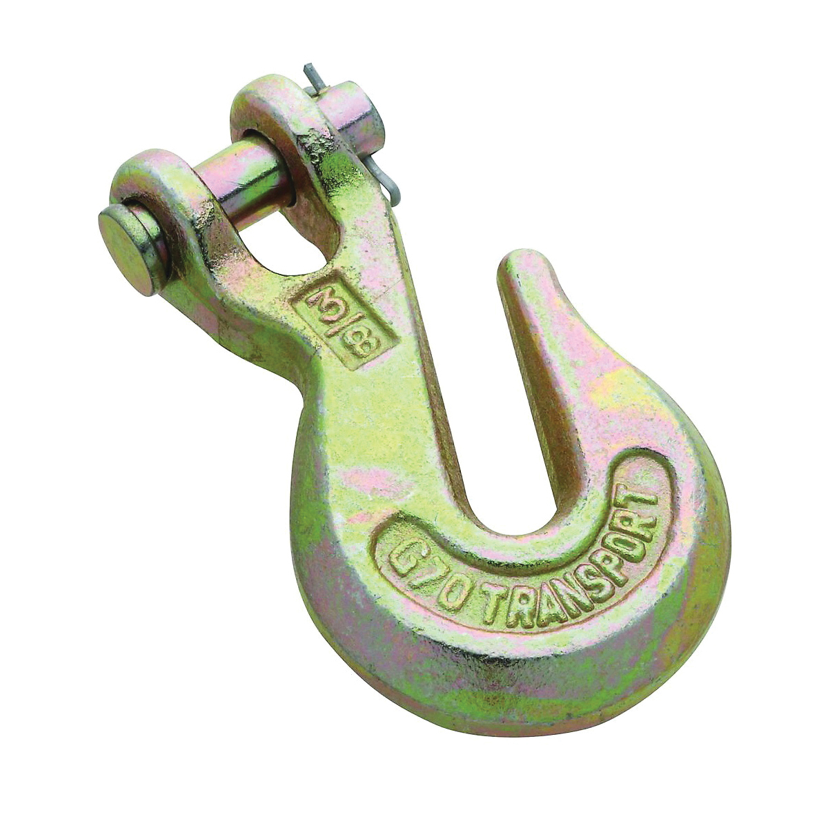 N282-079 Clevis Grab Hook, 3/8 in, 6600 lb Working Load, Steel, Yellow Chrome