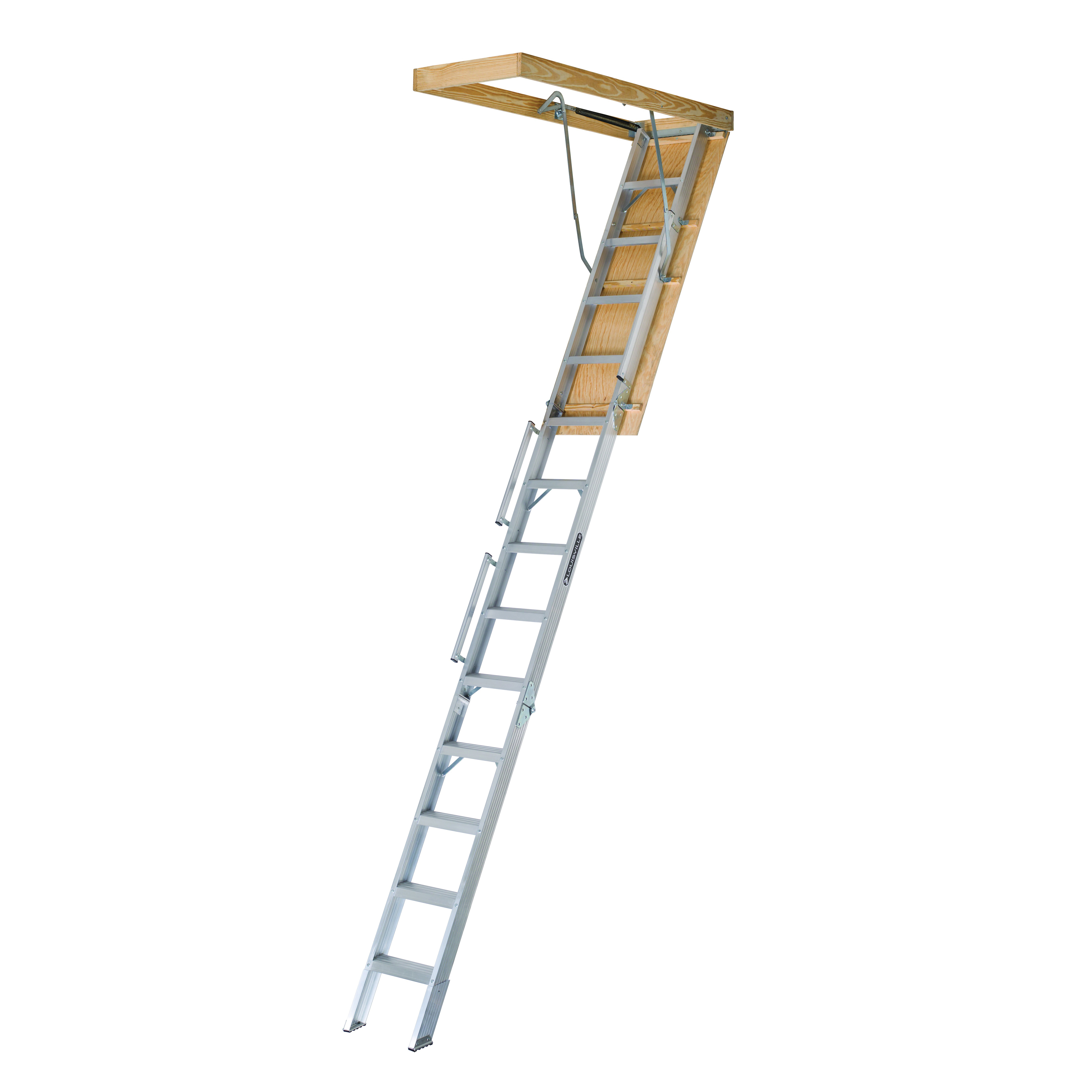 Everest Series AL228P Attic Ladder, 10 to 12 ft H Ceiling, 22-1/2 x 63 in Ceiling Opening, 13-Step, 350 lb