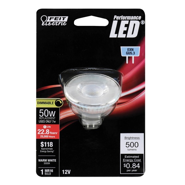 Feit Electric BPEXN/500/LEDG2 Dimmable Light Bulb, 12 V, LED Lamp, Warm White Light, 500 Lumens, 3000 K Color Temp - 2