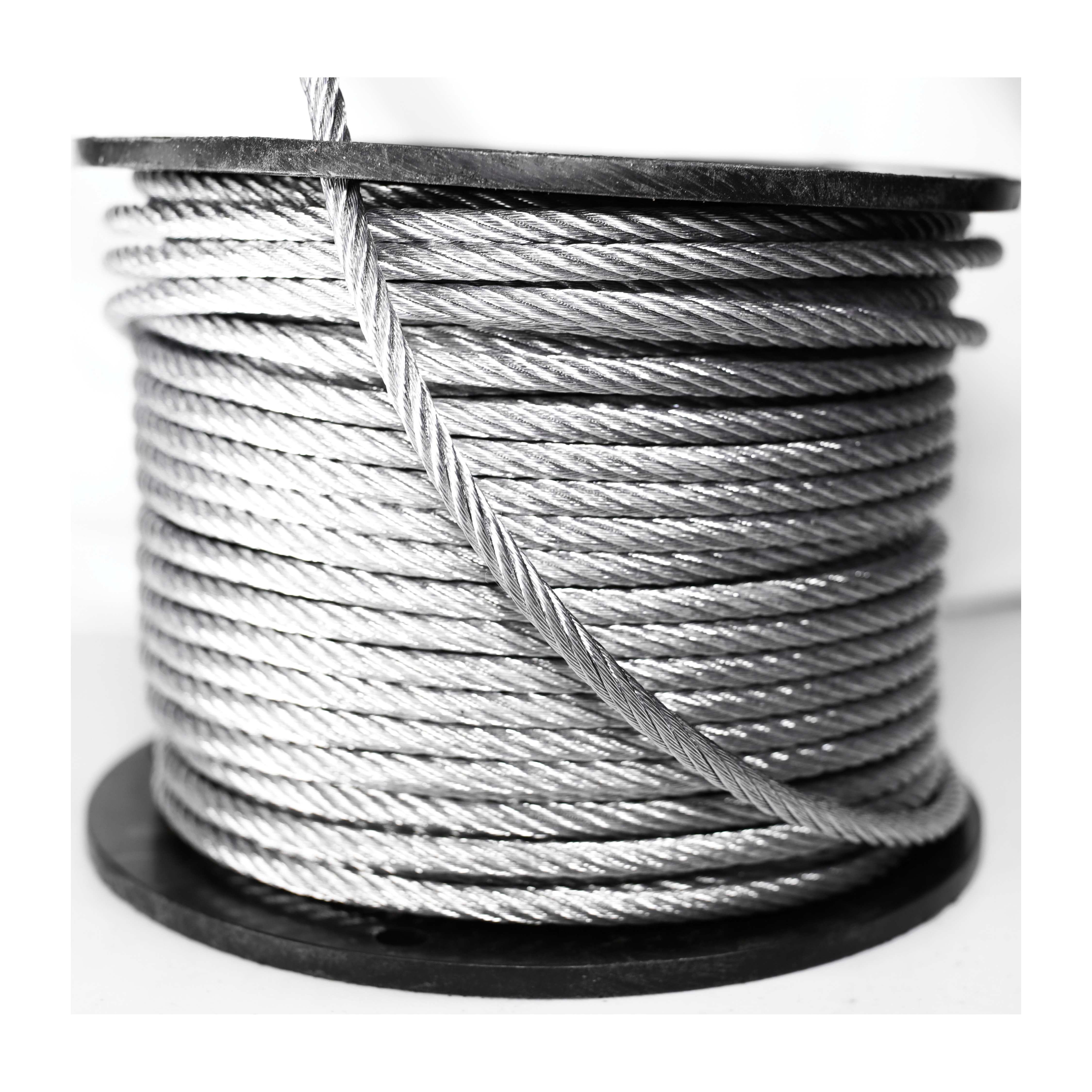 695938 Aircraft Cable, 1/4 in Dia, 250 ft L, 1400 lb Working Load, Galvanized