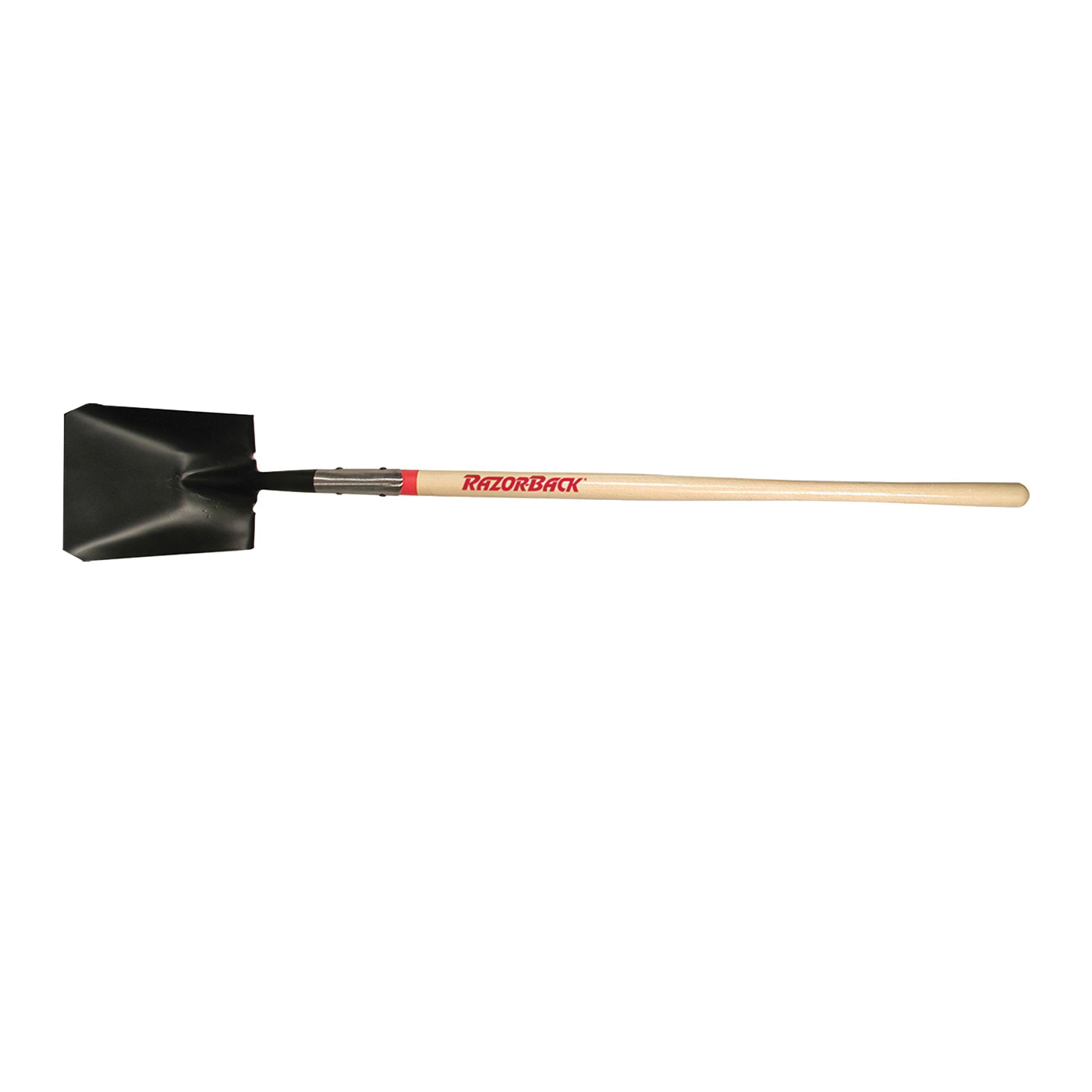 44124 Handled Transfer Shovel with Tab Socket, 9-1/2 in W Blade, Steel Blade, Wood Handle, Straight Handle