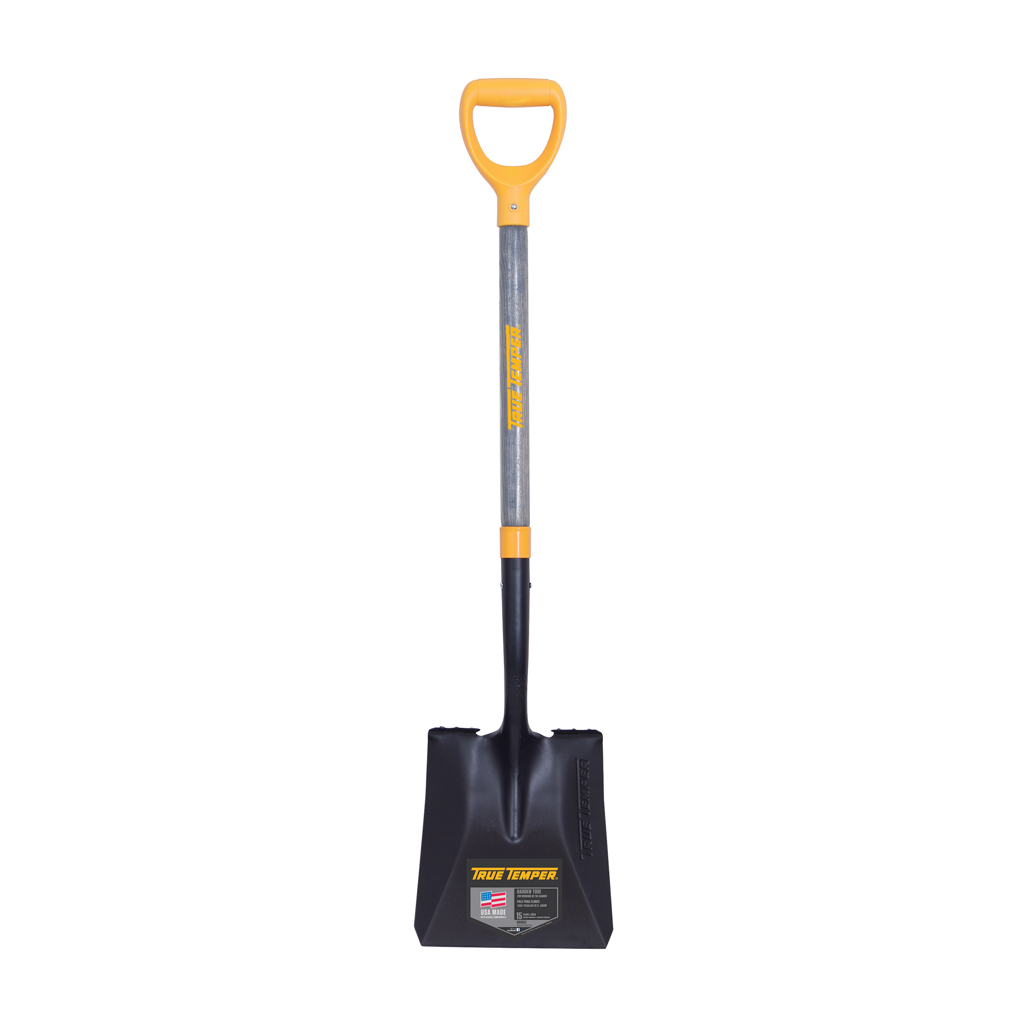 True Temper 2586000 Shovel, 9.64 in W Blade, Steel Blade, Black Blade, Hardwood Handle, D-Grip Handle, 24 in L Handle - 1