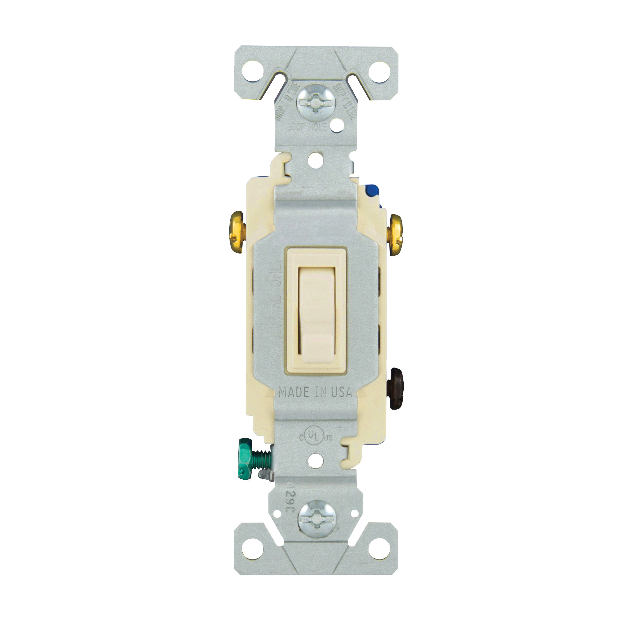 Eaton Wiring Devices 1303-7LA Series Toggle Switch, Light Almond, 15 A, 120 V, Polycarbonate Housing Material