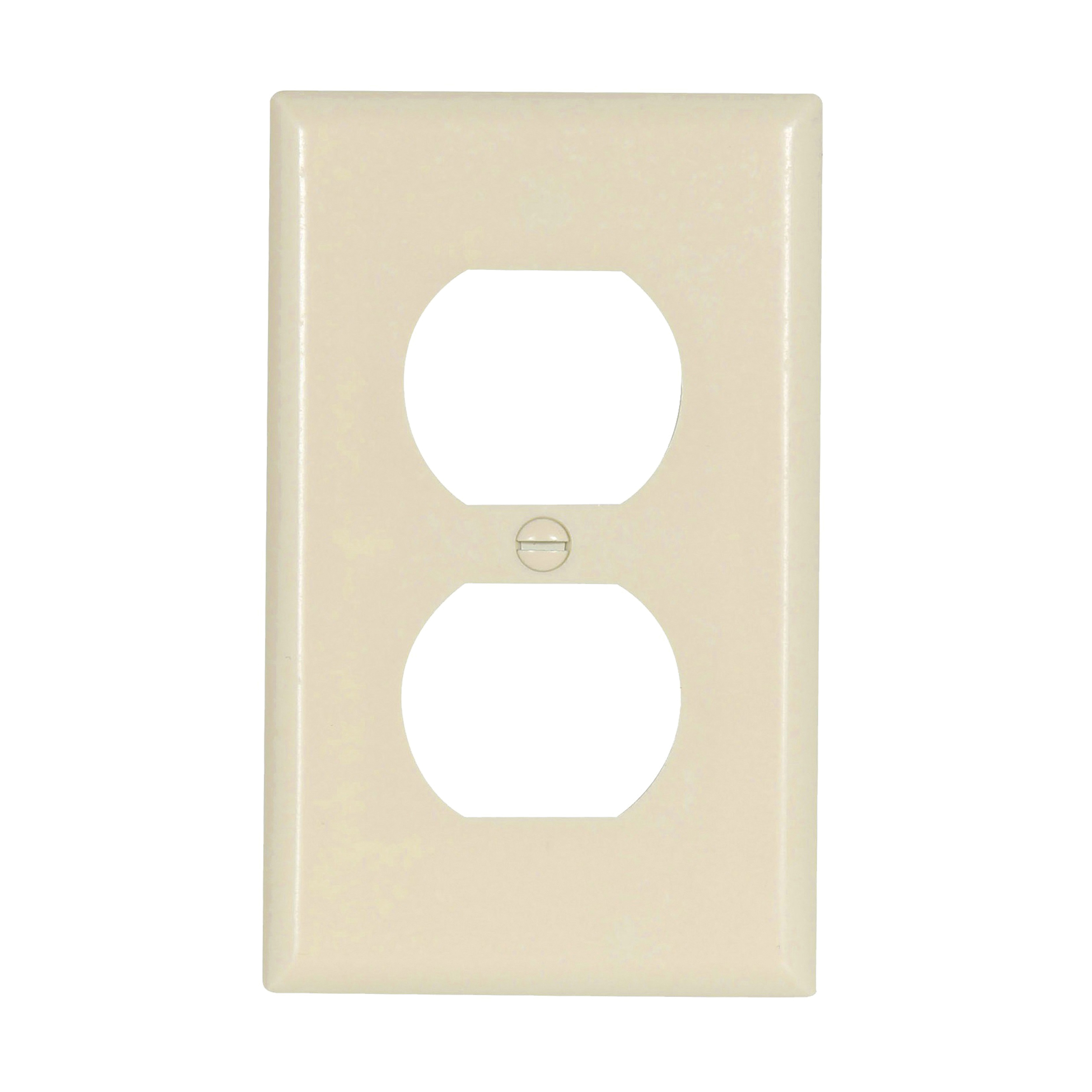2132LA-BOX Receptacle Wallplate, 4-1/2 in L, 2-3/4 in W, 1 -Gang, Thermoset, Light Almond