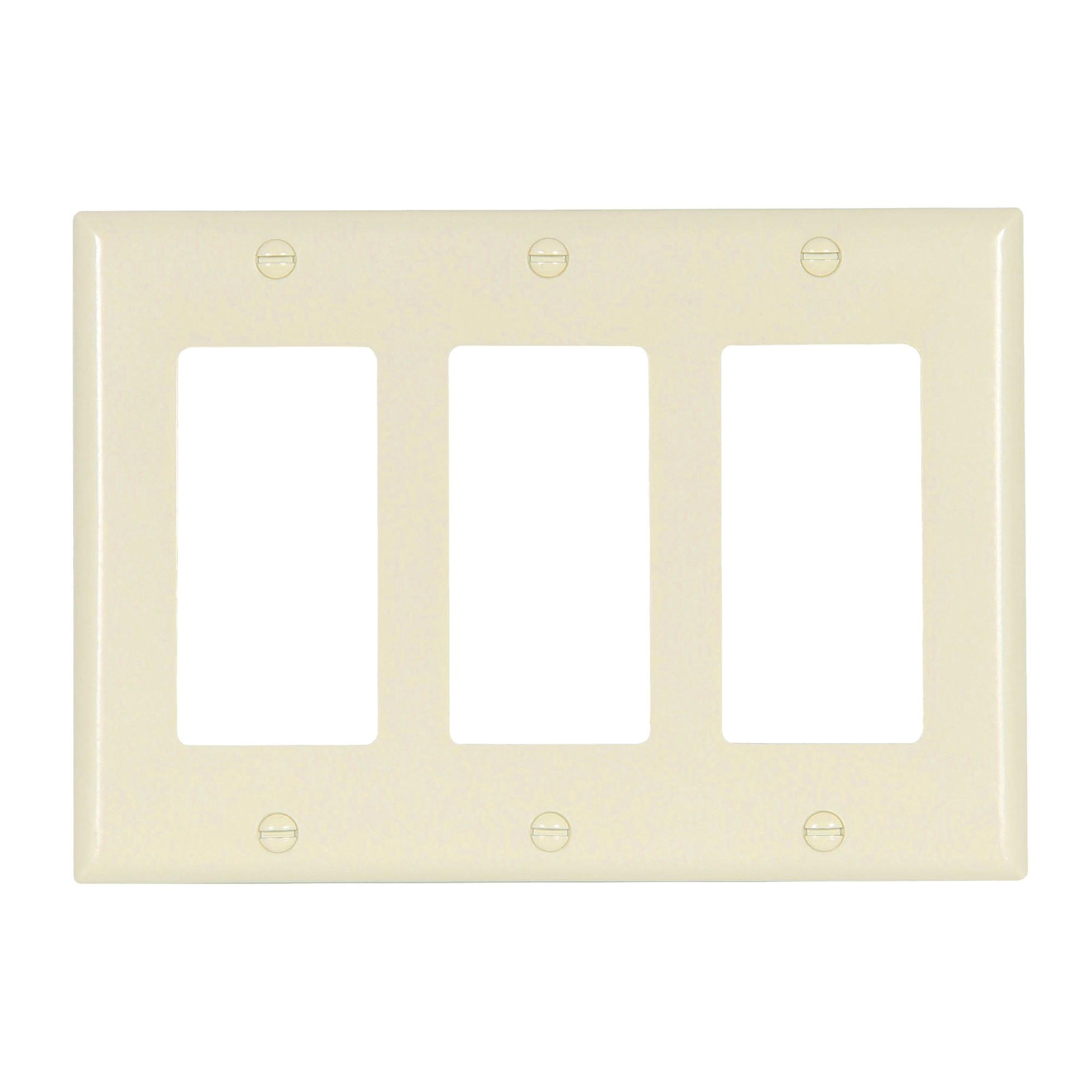 2163 2163LA-BOX Wallplate, 4-1/2 in L, 6.37 in W, 3 -Gang, Thermoset, Light Almond, High-Gloss