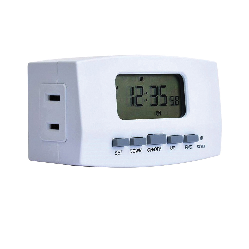 TE1602WHB Digital Timer, 8 A, 120 V, 960 W, 1 -Outlet, 7 days Time Setting, White