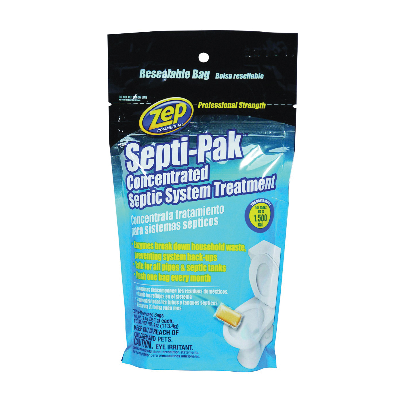 Septi-Pak Series ZSTP2 Septic System Treatment, Solid, Brown, Mild, 4 oz Pouch