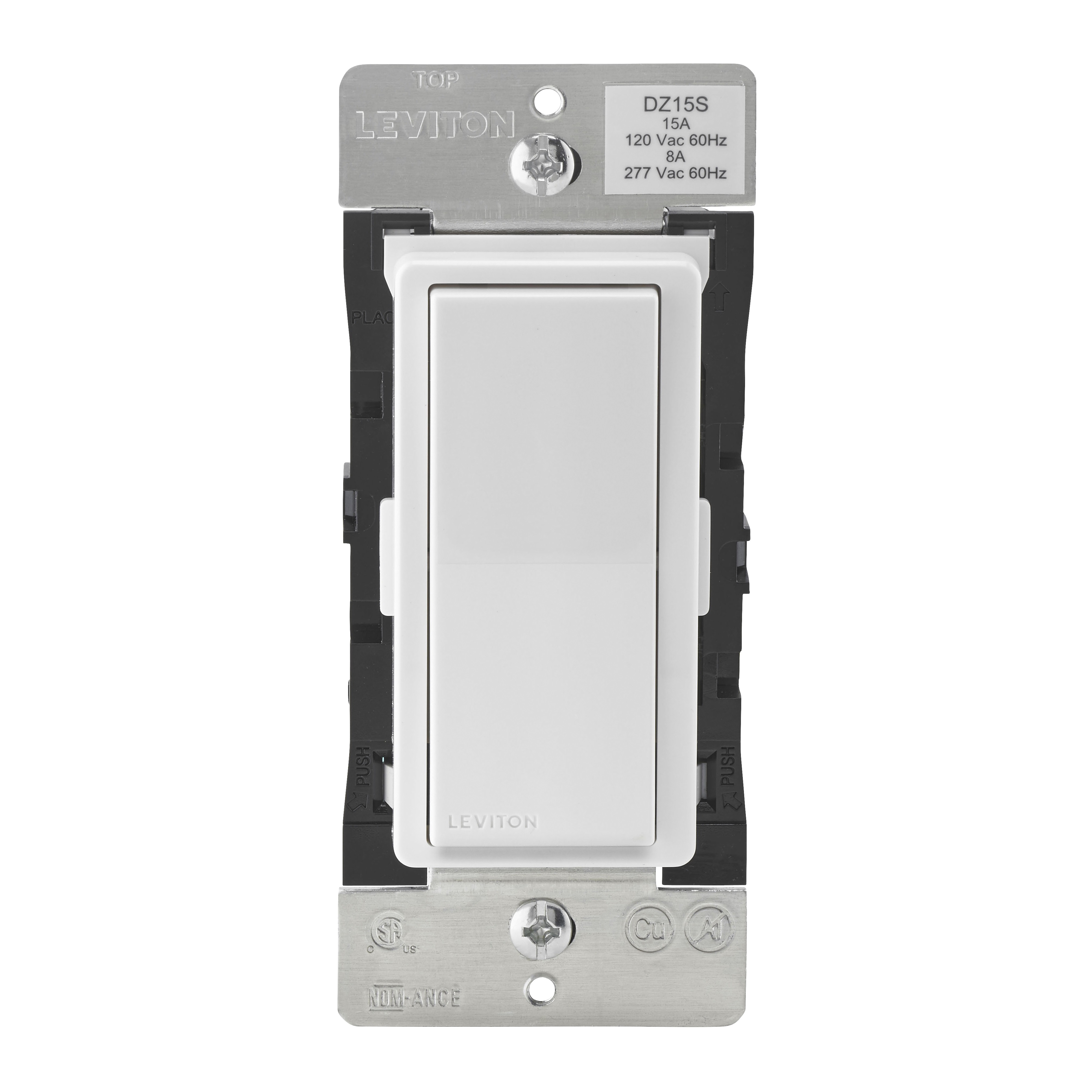 R51-DZ15S-1RZ Switch, 1-Pole, 3-Way, 120 V, 60 Hz, Z-Wave, Hardwired, Light Almond/White