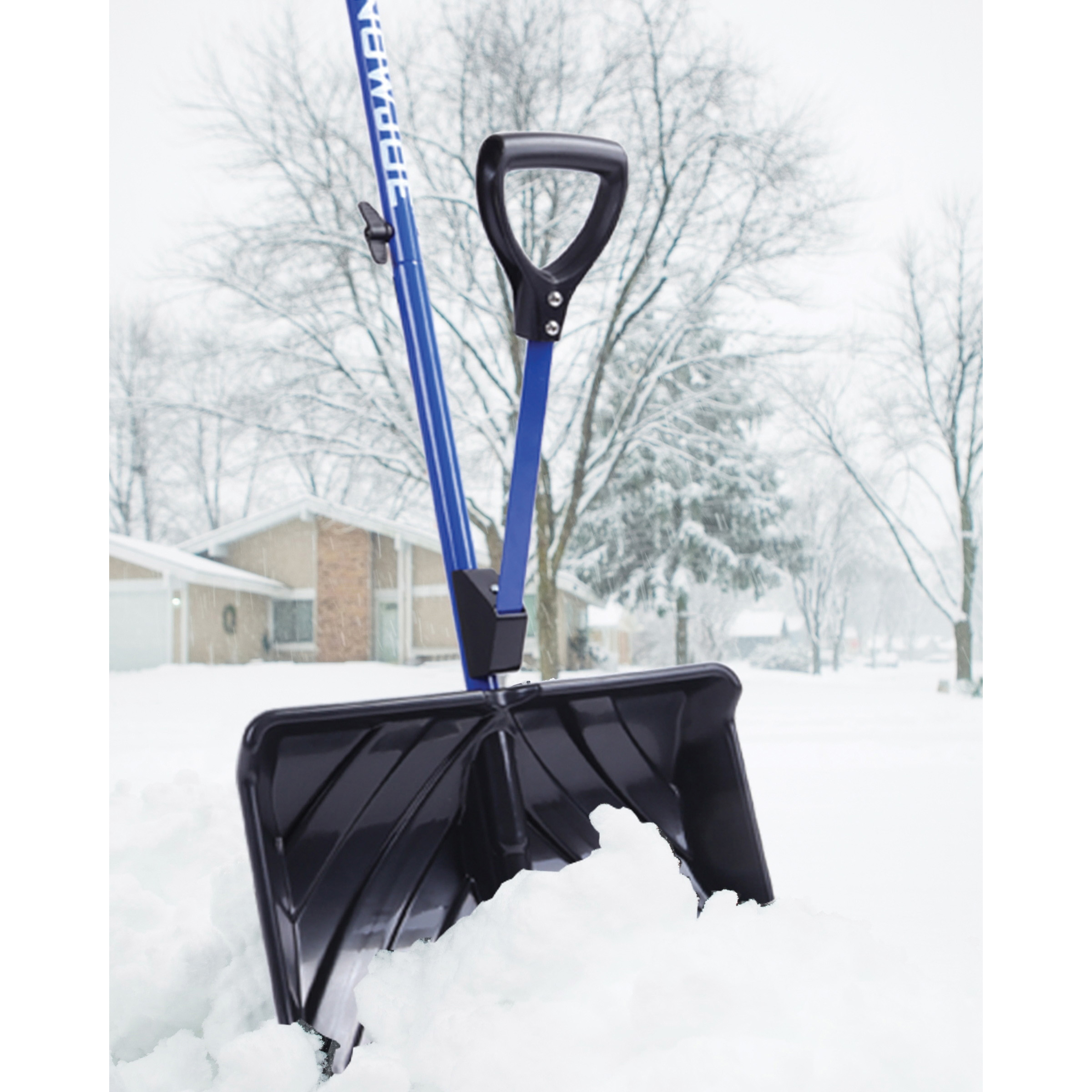 Snow Joe SJ-SHLV01 Strain-Reducing Snow Shovel, 18 in W Blade, 18 in L Blade, Polycarbonate Blade, 50 in OAL, Blue - 4