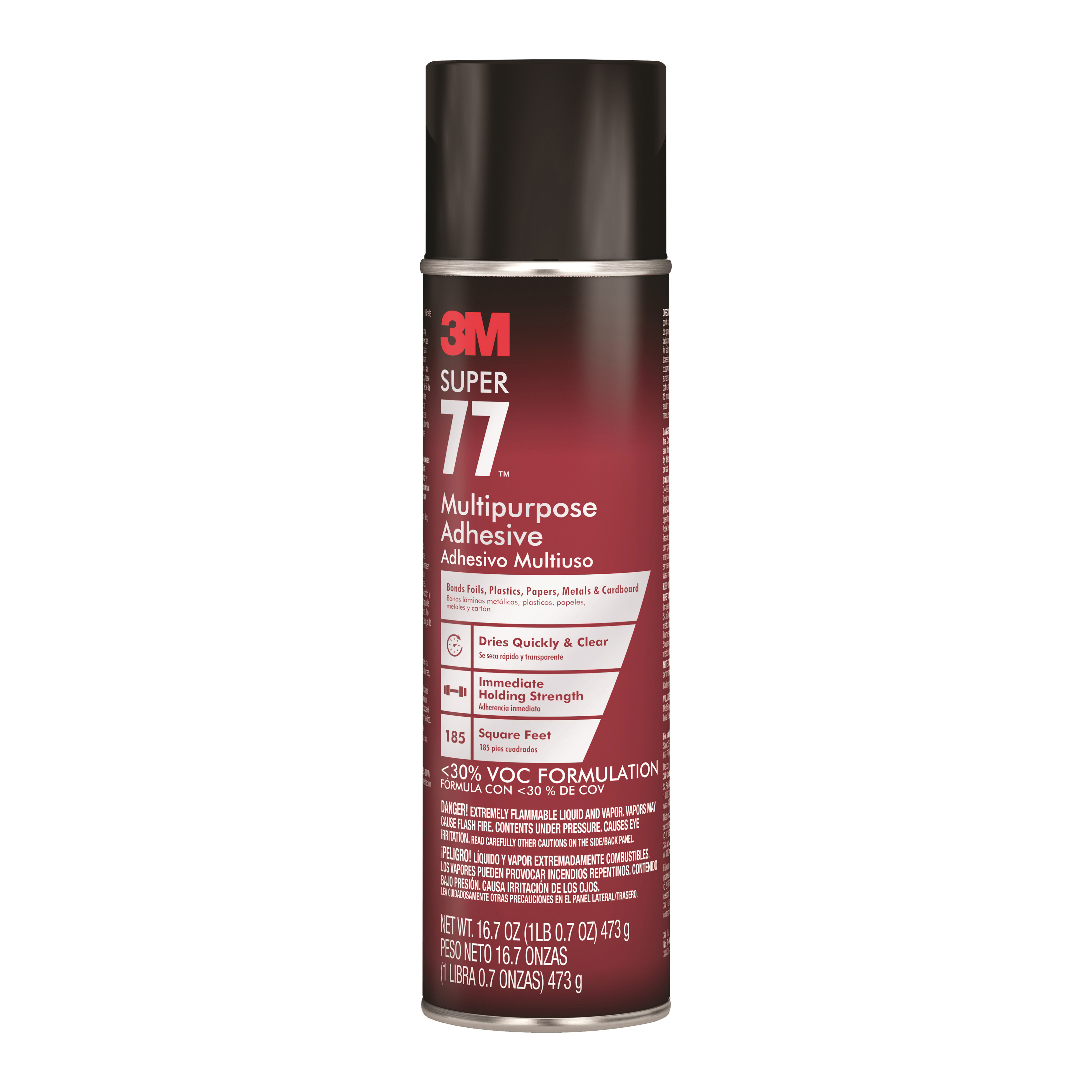 Super 77 77-24VOC30 Spray Adhesive, Liquid, Solvent, Clear, 16.7 oz Can