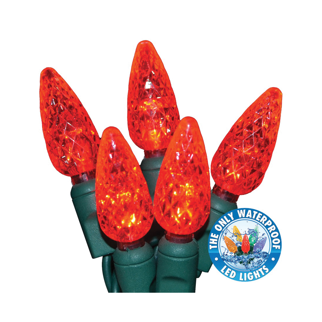 HBL LED C6 Lights, Holiday Bright Lights, 25 ft, 50 Lamps, Red - 1
