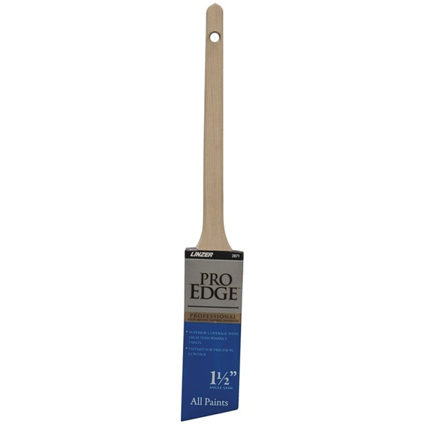 Linzer 2871-1.5 Paint Brush, 1-1/2 in W, Polyester Bristle, Angle Sash, Rat Tail Handle