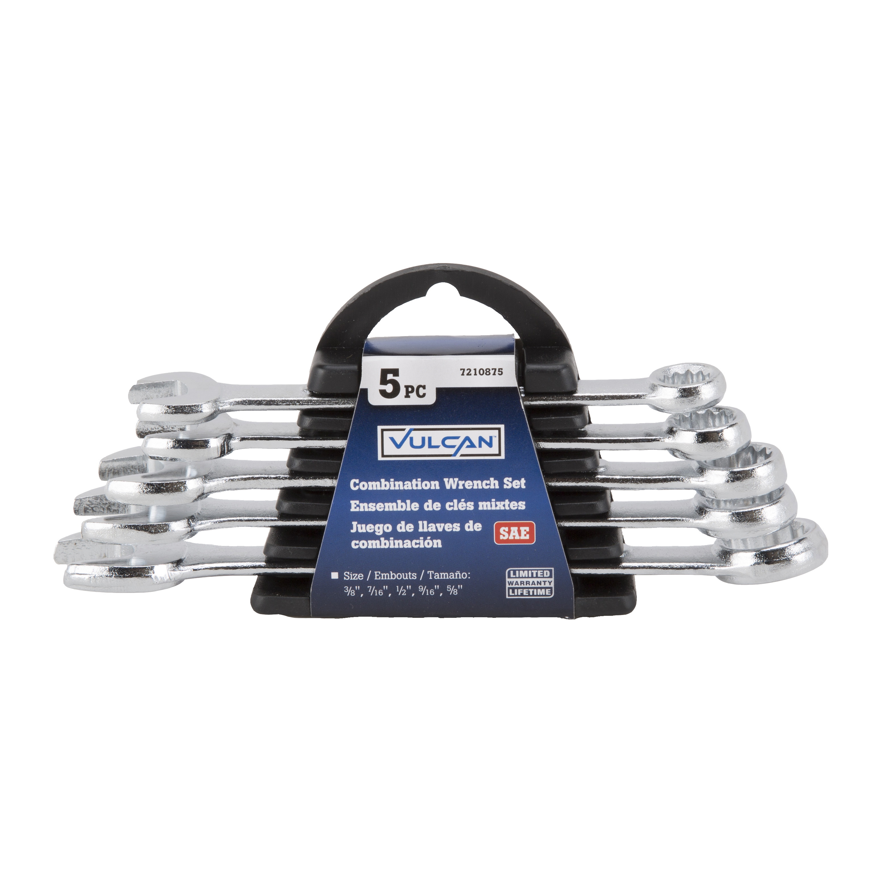 JL16061 Combination Wrench Set, 5-Piece, Steel, Chrome, Silver