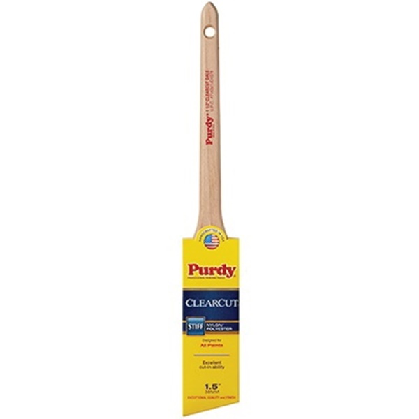 Clearcut 144080115 Paint Brush, 1-1/2 in W, Angle Trim Brush, Nylon/Polyester Bristle, Rattail Handle