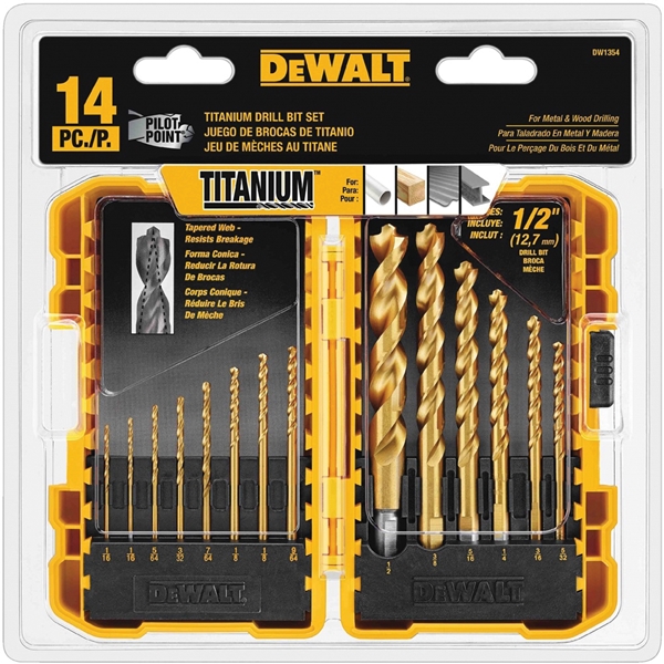 DeWALT DW1354 Drill Bit Set, 14-Piece, HSS, Titanium - 2