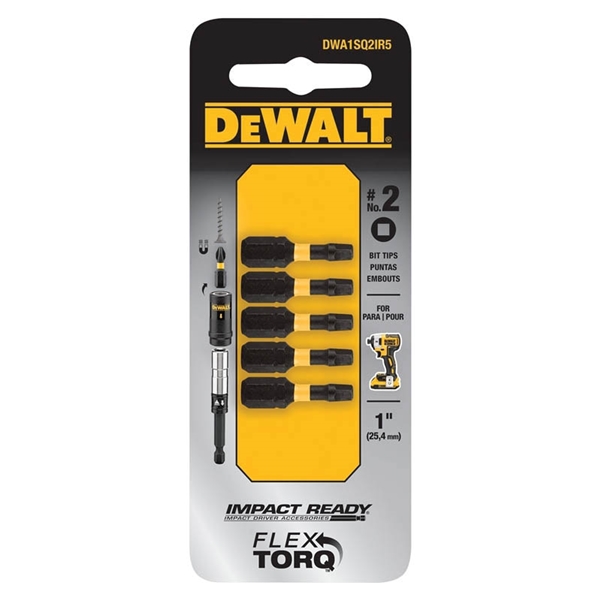 DEWALT DWA1SQ2IR5 Screwdriver Bit, #2 Drive, Square Drive, 1/4 in Shank, 1 in L