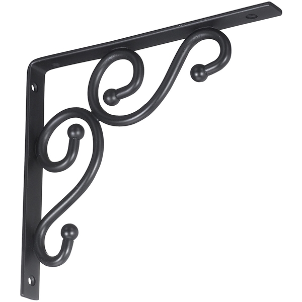 N236-220 Shelf Bracket, 7 in L, Steel, Black