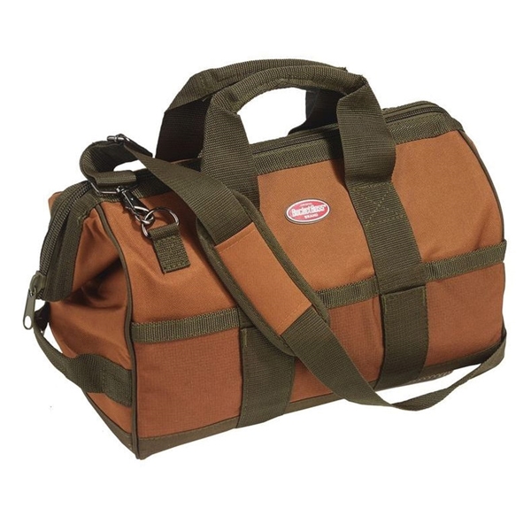 Original Series 60016 Gatemouth Tool Bag, 16 in W, 9 in D, 12 in H, 16-Pocket, Poly Ripstop Fabric, Brown