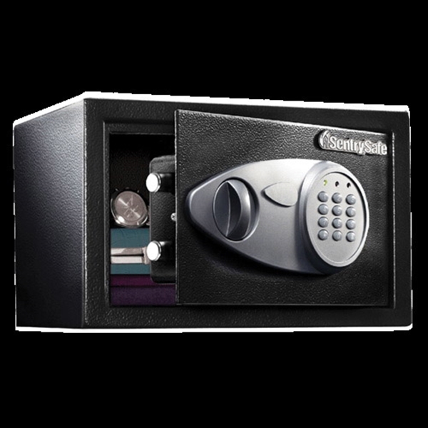 Security Safe, Sentry Safe, 0.58 cu-ft Capacity, 13.8 in W x 10.6 in D x 8.7 in H Exterior, Steel, Black, 1-Shelf - 2