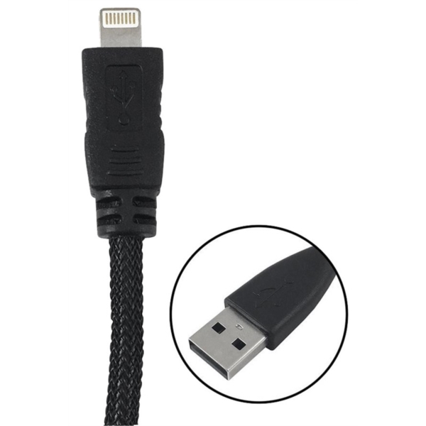 Zenith PM1003U8BB Lightning Cable, USB, Black, 3 ft L