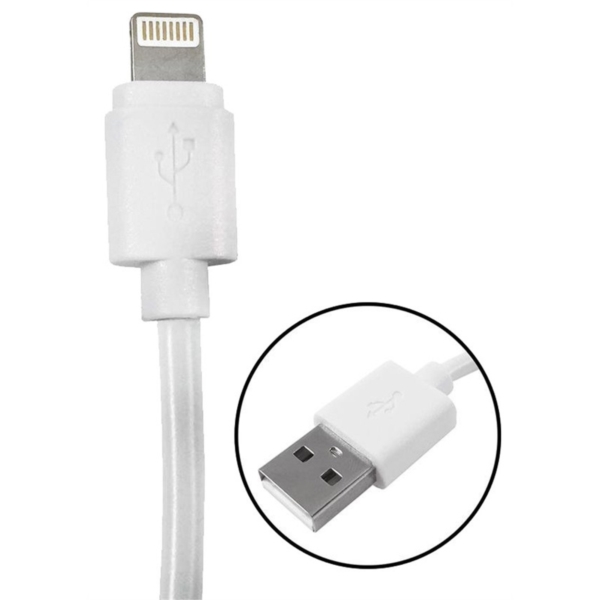 PM1003U8W Lightning Cable, USB, White, 3 ft L